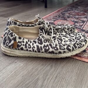Hey Dude Women's Black and White Animal Print Flats